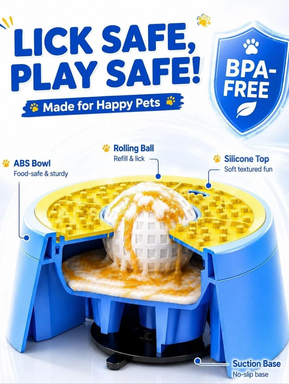 New Interactive Slow Feeder & Lick Bowl for Dogs & Cats – Enrichment Feeding Toy
